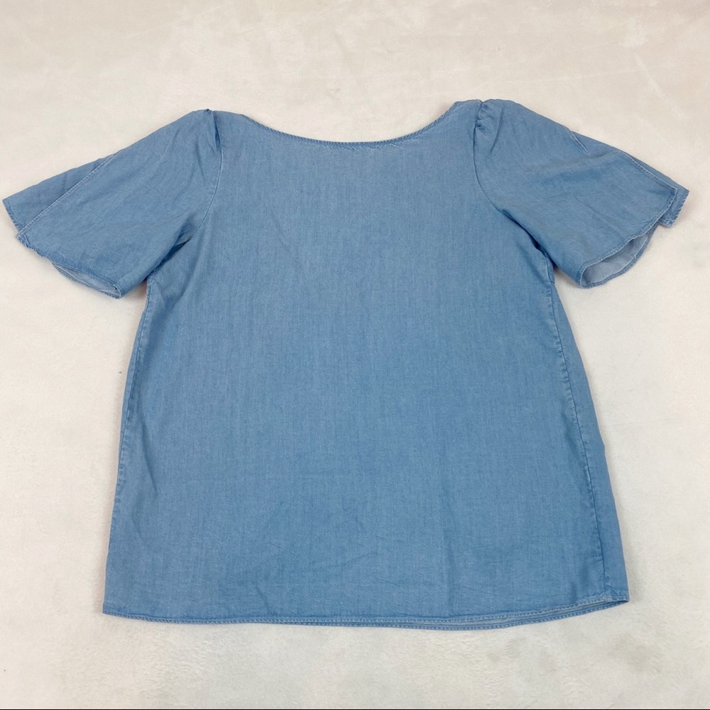 Massimo Dutti chambray open‎ back top blouse